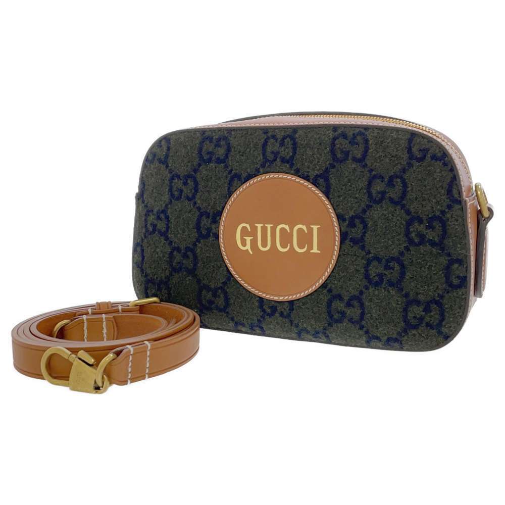 Gucci Shoulder Bag Script Logo Wool Leather